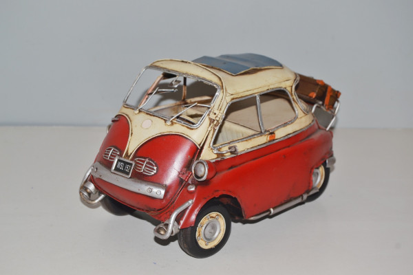Blechauto Nostalgie Modellauto Oldtimer Automarke BMW Isetta 250 Modell 1957 aus Blech L 24 cm