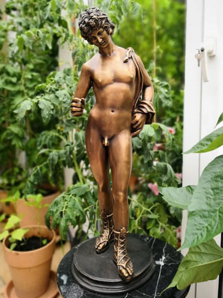 Bronzefigur Bronzeskulptur Bronze Dionysos Gott des Weines H 65 cm Griechische Mythologie Skulptur
