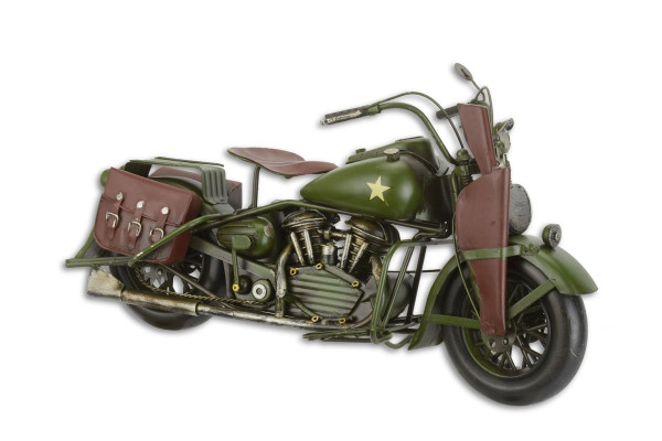Blechmodell Nostalgie Militär Motorrad Länge 34 cm Deko Blechmotorrad Retro Modell Blechfahrzeug