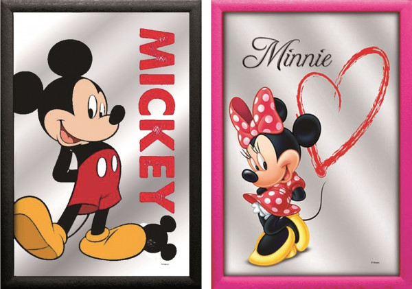 Set: 2 Spiegelbilder Mickey & Minnie Mouse 20x30 cm Kinderzimmer Deko Bild Wandbilder
