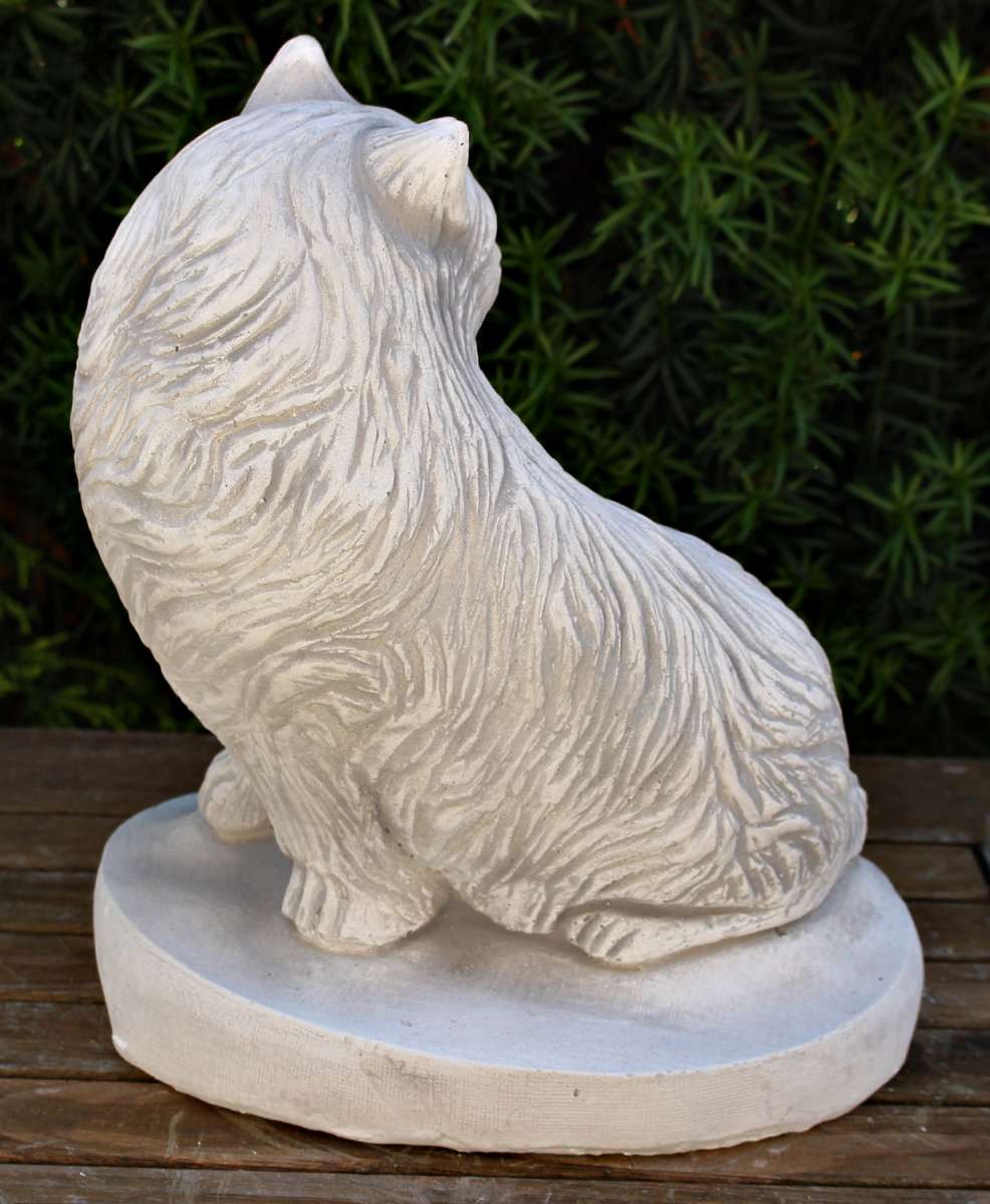 Betonfigur Deko Katze sitzend Katzenfigur Tierfigur für