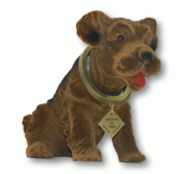 Wackel Figur Hund Airedale Wackelfigur H 20,5 cm groß Dekofigur mit Wackelkopf