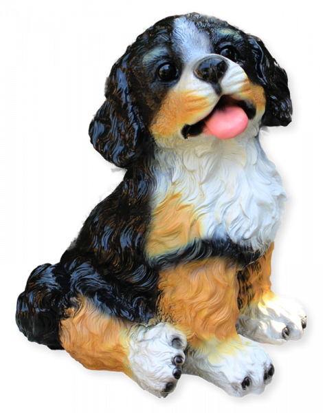 Deko Figur Hund Berner Senenhund groß H 37 cm Tierfigur mit Scherzbewegungsmelder Wau-wau