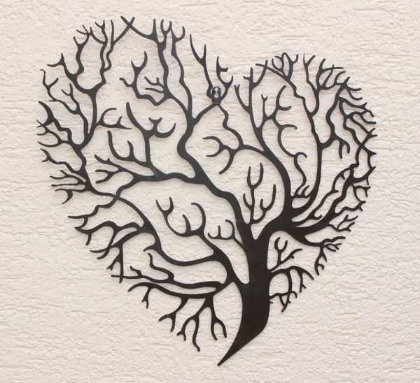 Wanddekoration Metall Baum des Lebens Herzform H 59 cm Wanddeko Metallbild Wandverzierung