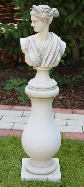 Beton Figur Skulptur Paolina Büste auf Baluster Säule H 71 cm klassische Statue Gartenskulptur