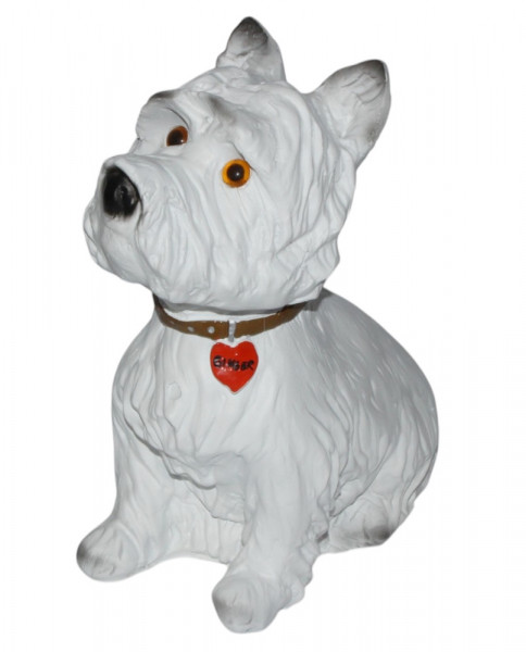 Dekorationsfigur Hund West Highland White Terrier Ginger sitzend H 33 cm Dekofigur aus Kunstharz