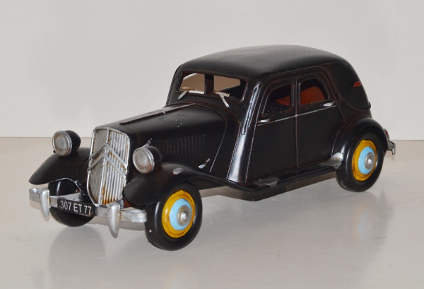 Blechauto Nostalgie Modellauto Citroën Traction Avant Limousine schwarz Oldtimer L 30 cm aus Blech