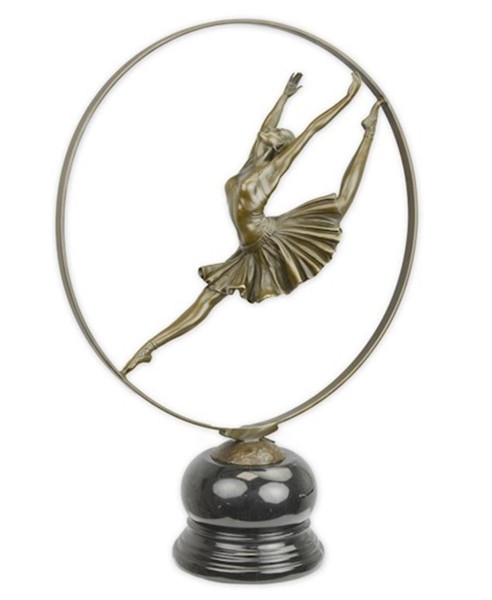 Bronzefigur Bronzeskulptur Bronze Tänzerin Ballerina im Reifen H 49 cm Deko Figur Ballett Skulptur
