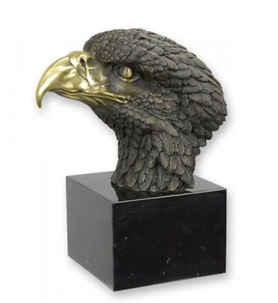 Bronzefigur Bronzeskulptur Bronze Adler Kopf auf Marmorsockel H 28 cm Bronze Figur