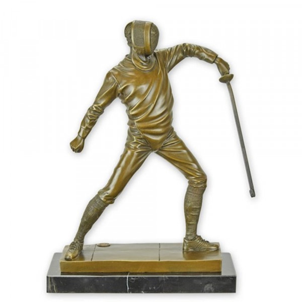 Bronzefigur Bronzeskulptur Bronze Figur Fechter mit Fechtschwert H 31 cm aus Bronze