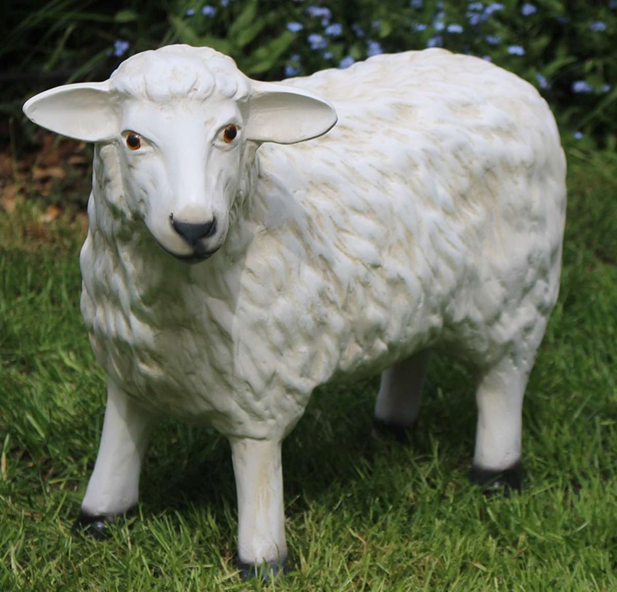 Dekorationsfigur Schaf Lamm stehend Kopf gerade oben nach links leicht