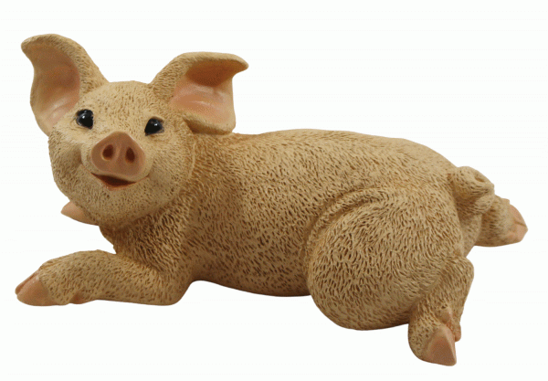 Dekofigur Tierfigur Schwein Ferkel Schweinchen liegend natur Kollektion Castagna aus Resin H 10 cm