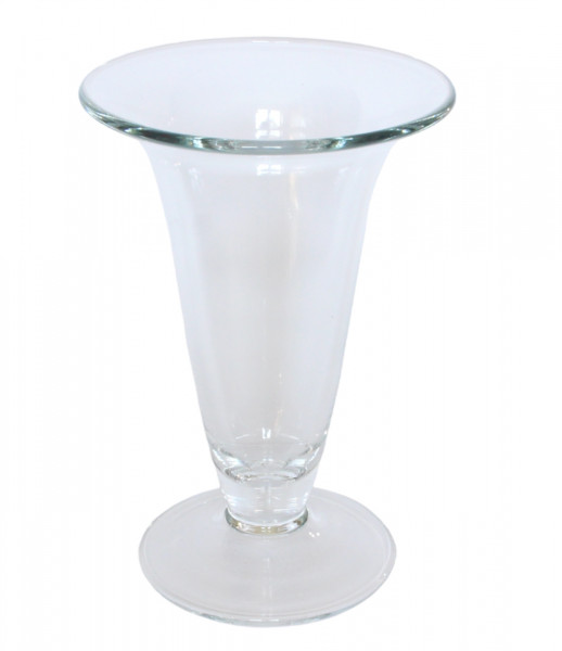 Glasvase Vase mit Fuß H 24,5 cm Blumenvase oben breit zulaufend aus Glas transparent