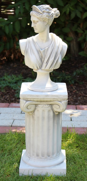 Beton Figur Skulptur Paolina Büste auf ionischer Säule H 64 cm klassische Statue Gartenskulptur