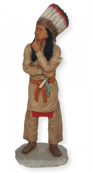 Indianerfigur Häuptling Washakie H 18 cm stehend mit Kopfschmuck Indianer Dekofigur Native American