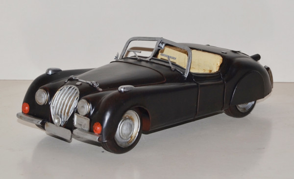 Blechauto Nostalgie Modellauto Jaguar XK 120 Cabrio in schwarz Oldtimer L 30 cm aus Blech