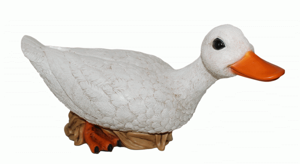 Deko Figur Gans Tierfigur weiße Gänsefigur Vogel sitzend Kollektion Castagna aus Resin B 33,5 cm