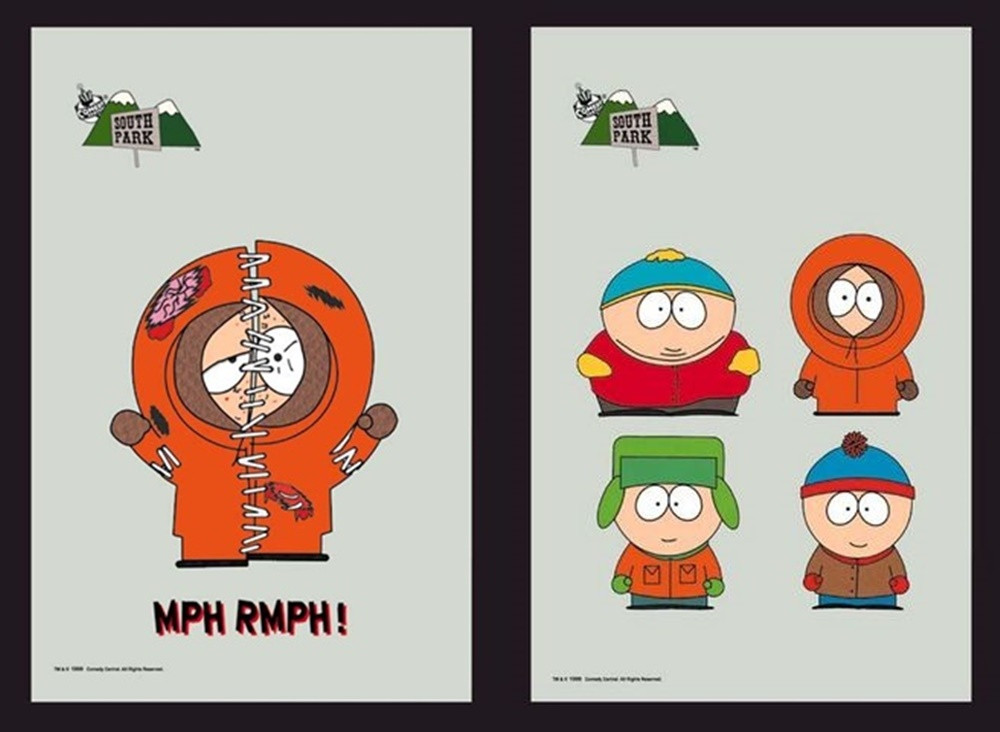 Set: 2 Spiegelbilder South Park 30x20 cm Deko Bild Wandbilder Bedruckter Spiegel Hinterglasdruck