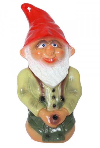 Gartenzwerg Seppel kniend Wasserspiel Höhe 35 cm - Wasserspeier Dekofigur für Garten Teichfigur