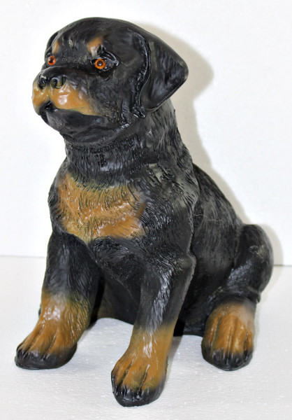 Dekorationsfigur Hund Rottweiler Welpe H 29 cm Dekofigur aus Kunstharz