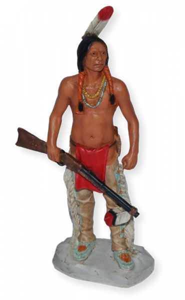 Indianerfigur Häuptling Red Cloud H 18 cm stehend mit Gewehr Dekofigur Native American Castagna