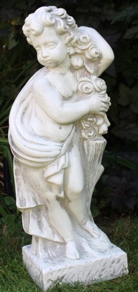 Deko Figur Statue Vierjahreszeiten Putte Frühling H 72 cm klassische Skulptur Dekofigur Kunststoff