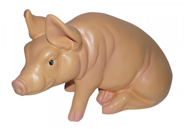 Dekorationsfigur Schwein sitzend als Spardose H 37 cm Figur aus Kunstharz
