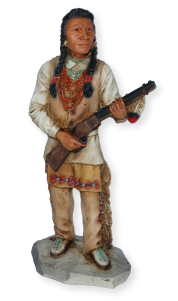 Indianerfigur Indianer Wallowa Häuptling Chief Joseph Skulptur H 16 cm stehend mit Flinte