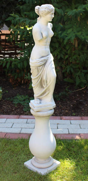 Beton Figuren Statue Skulptur Venus von Milo auf Baluster Säule H 98 cm Figuren Gartenskulpturen