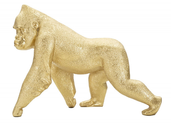 Dekofigur Gorilla laufend Tierfigur in edler goldenen Optik Fell fein strukturiert H 21,8 cm