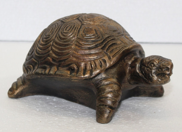 Deko Figur Schildkröte klein H 9 cm Kupfer-Antik aus Kunststoff