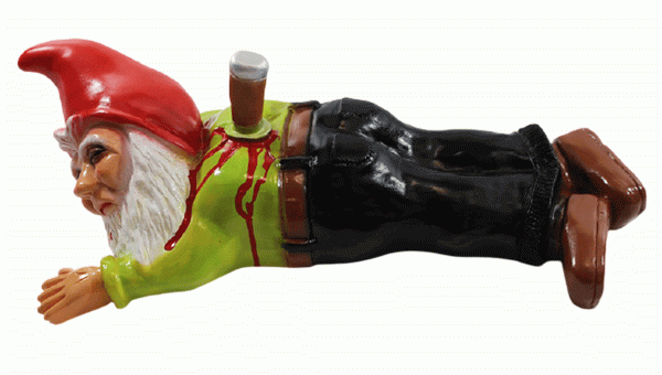 Rakso Deko Figur Zwerg L 41 cm Gartenzwerg erstochen mit Messer im