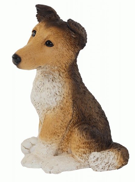 Deko Figur Hund Border Collie Welpe Hundefigur sitzend Kollektion Castagna aus Resin H 27 cm