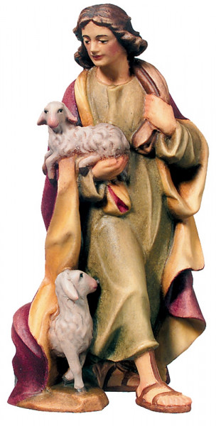 Krippenfigur Raffaello Kollektion Hirte mit Lämmern Holzfigur Holzstatue Statue aus Ahornholz