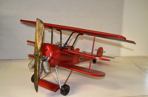 Blechflugzeug Nostalgie Modellflugzeug Oldtimer Marke Fokker Roter Baron Flugzeug aus Blech L 80 cm