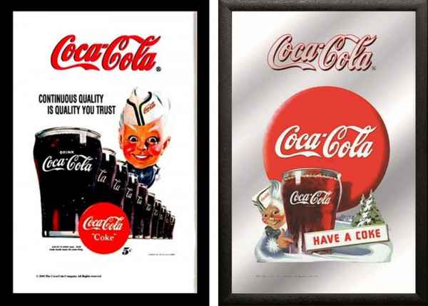 Set: 2 Spiegelbilder Coca-Cola Retro Vintage Have a Coke Cola Glas 20x30 cm Wandbilder