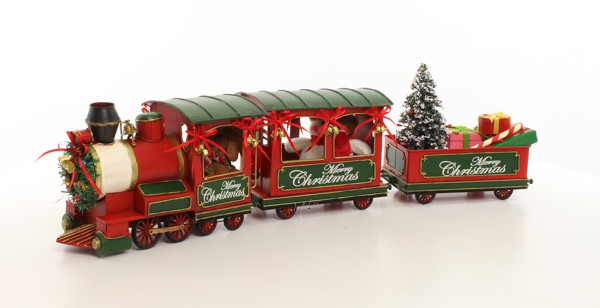 Deko Nostalgie Modelllokomotive Oldtimer Lokomotive "Merry Christmas" in rot L 68 cm aus Blech