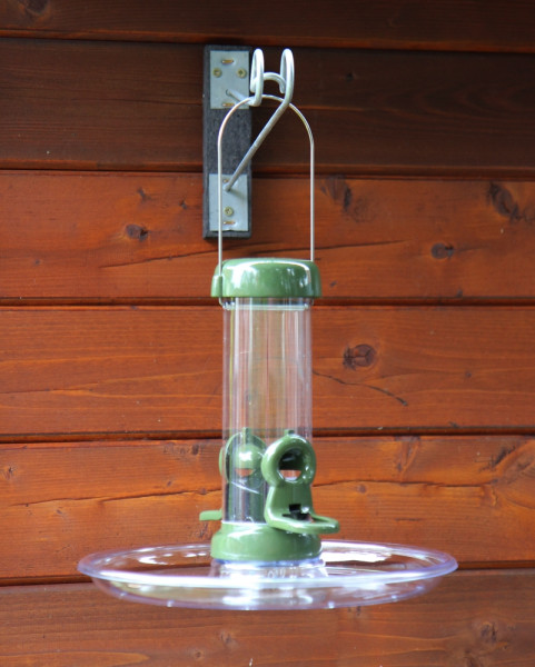Futtersäule Ring-Pull mini mit T-Träger, Futterteller und Fülltrichter Vogelfutterspender wetterfest