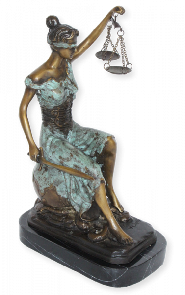 Bronzefigur Bronzeskulptur Bronze Justitia H 29 cm Göttin der Gerechtigkeit Figur Skulptur