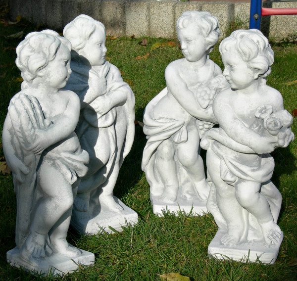 Beton Figuren Statuen Putten Vierjahreszeiten Winter Frühling Sommer Herbst Satz 4 Stück H 50 cm