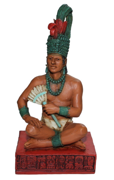 Indianerfigur Indianer Maya sitzend H 14,5 cm Native American Deko Figur aus Alabaster Castagna