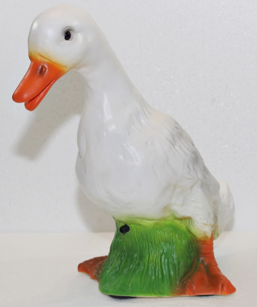 Deko Figur Ente stehend weiß H 30 cm Entenfigur mit Scherz Bewegungsmelder Schnatter Dekofigur