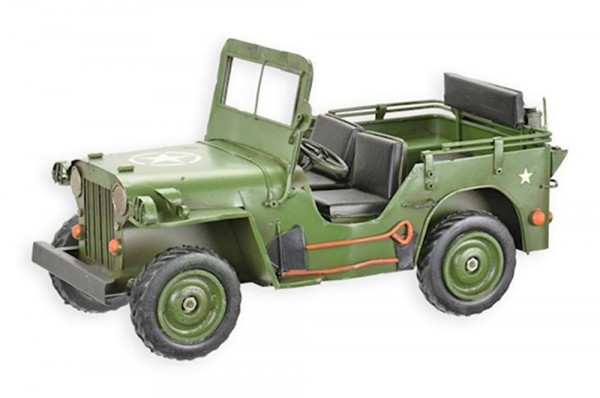 Blechmodell Nostalgie Militär Jeep L 29 cm Deko Militärwagen Blechmotorrad Modellauto Modellfahrzeug