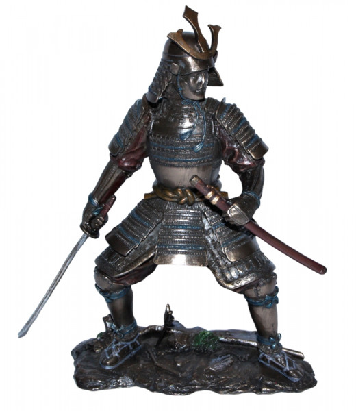 Deko Figur Samurai Art H 23 cm japanischer Krieger in Rüstung mit Schwert Figur