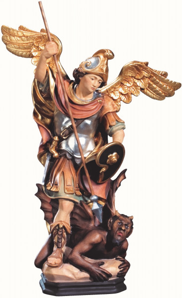 Heiligenfigur Heiliger Erzengel Michael H 40 cm Holzfigur Schutzpatron Statue aus Ahornholz