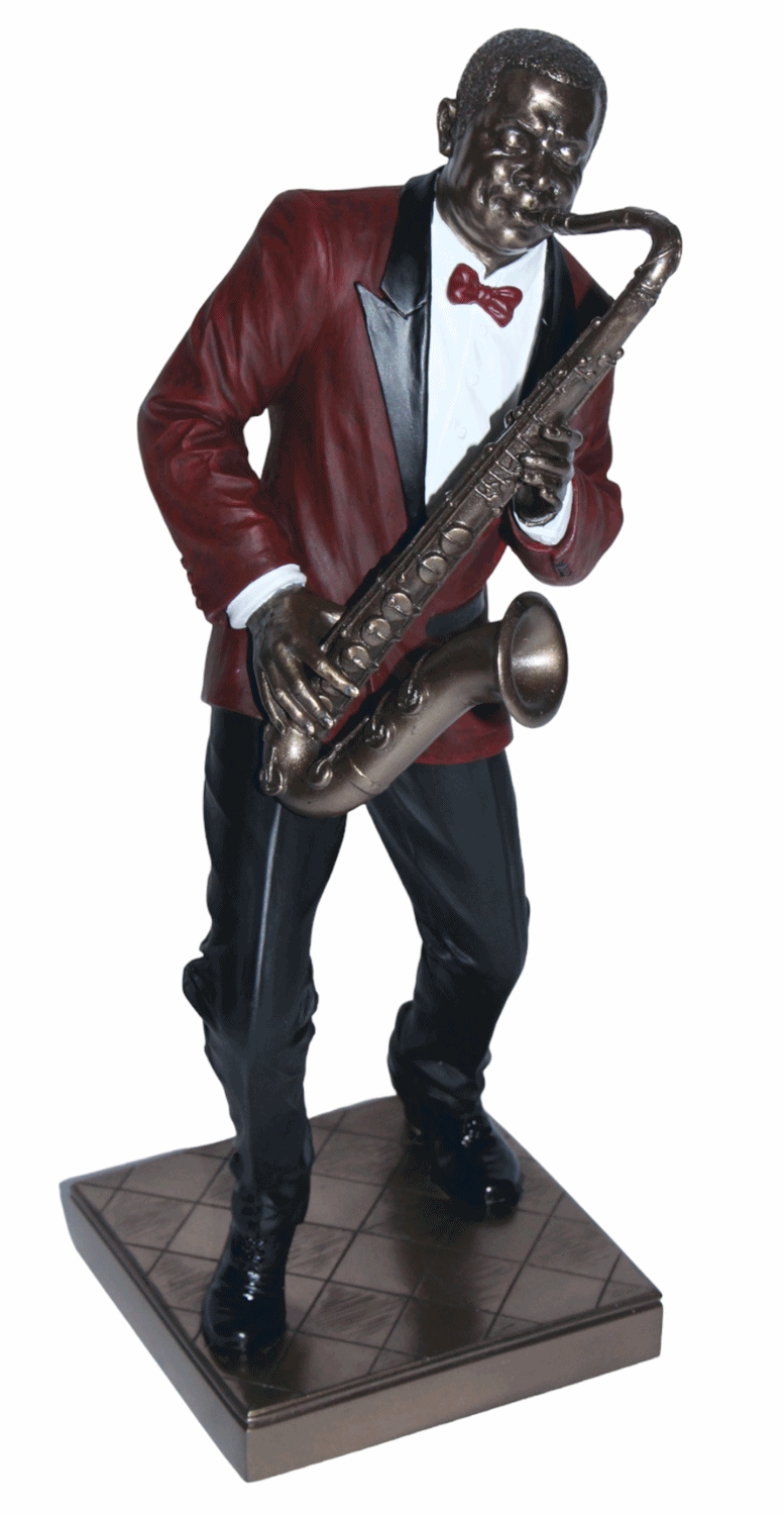 GartenDeko cm 28,5 Band H Figur JS Figur Resin Musiker mit Musiker Saxophonist Deko Figur aus Jazz | 1997 Tenorsaxophon seit
