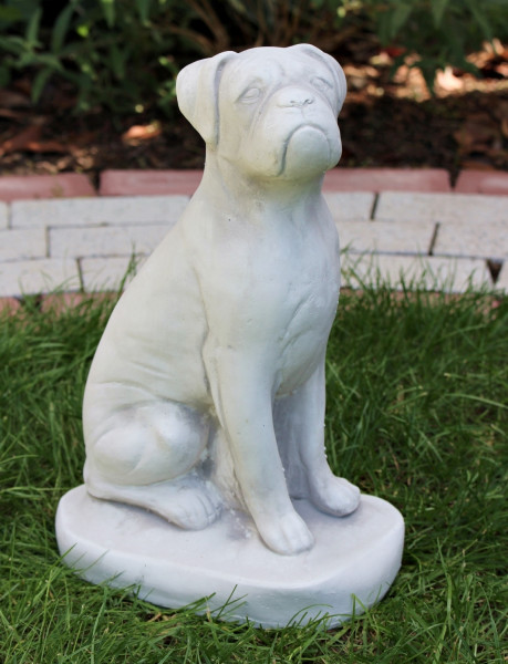 Beton Figur Hund Boxer Hundefigur H 32 cm Dekofigur und Gartenfigur