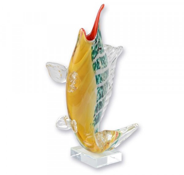 Murano-Stil Fächerfisch Höhe 29 cm Glasdeko Moderne Glasfigur Fisch Dekofigur aus Glas