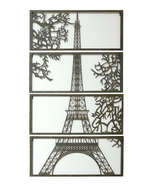 Wanddekoration aus Metall Eifelturm Paris 4-teilig H 120 cm Wanddeko Wandbild Deko Metallbild