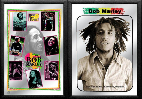 Set: 2 Spiegelbilder Bob Marley Musiker Deko Bild 20x30 cm Wandbilder Hinterglasdruck mit Rahmen